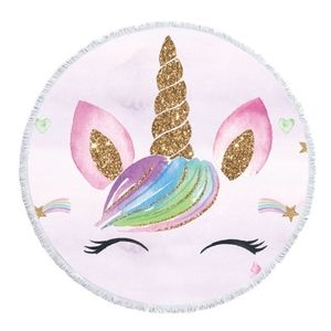 Mandala High Quality Round Beach Towel (unicorn)